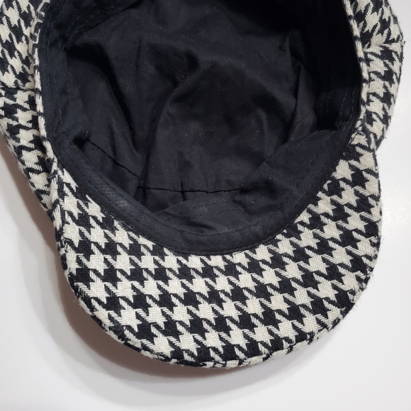 Black and white houndstooth newsboy cap fashion brim hat one size - Picture 5 of 15